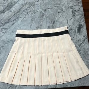 Cream Pleated Mini Skirt